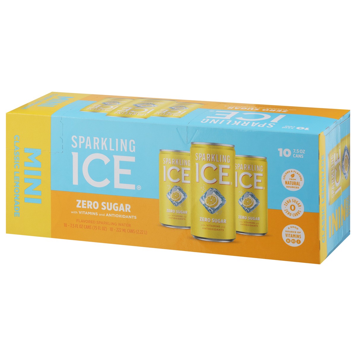 slide 3 of 15, Sparkling ICE Zero Sugar Classic Lemonade Mini Sparkling Water 10 - 7.5 fl oz Cans, 10 ct