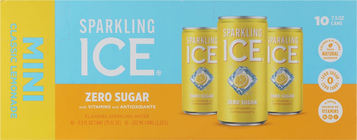 slide 6 of 15, Sparkling ICE Zero Sugar Classic Lemonade Mini Sparkling Water 10 - 7.5 fl oz Cans, 10 ct