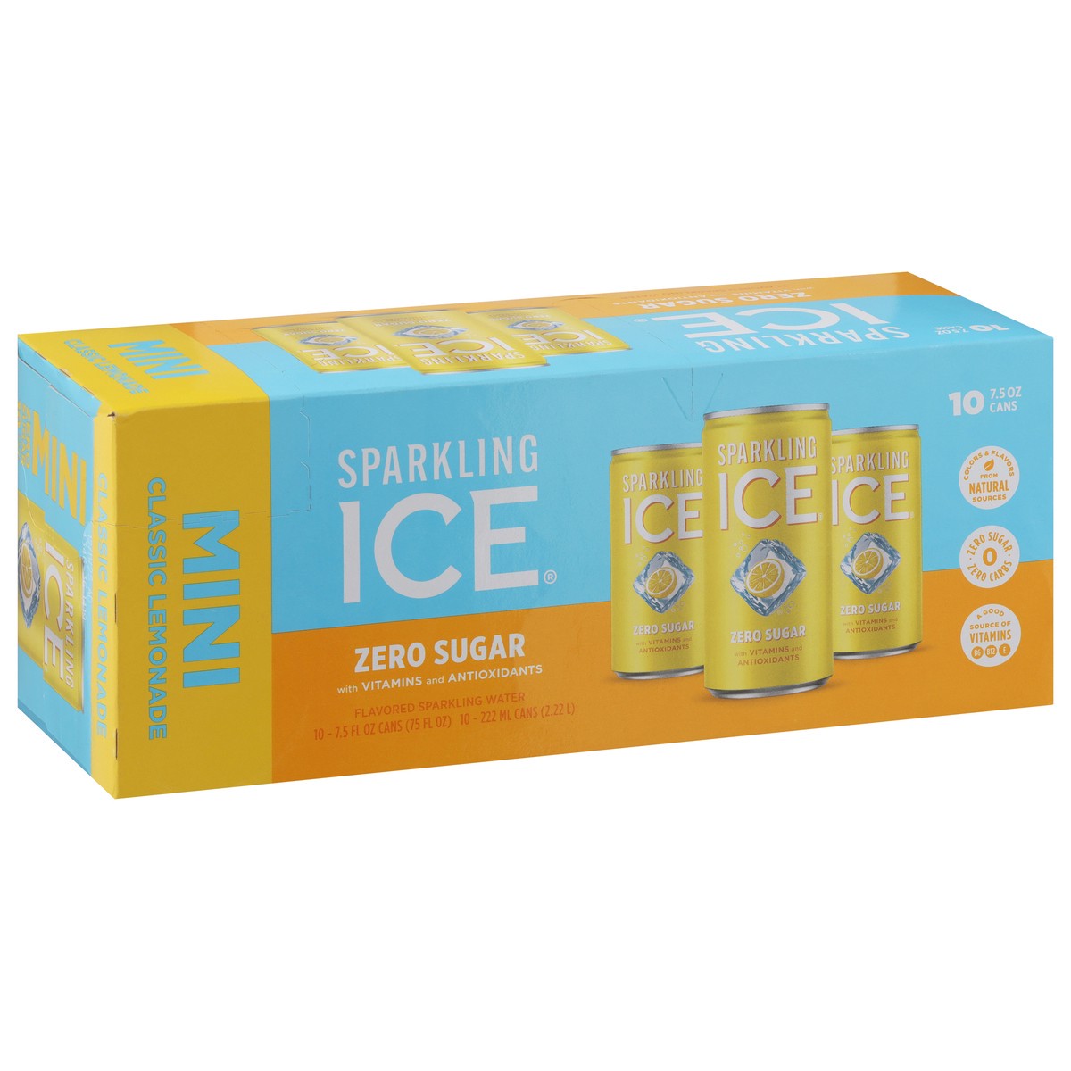 slide 14 of 15, Sparkling ICE Zero Sugar Classic Lemonade Mini Sparkling Water 10 - 7.5 fl oz Cans, 10 ct