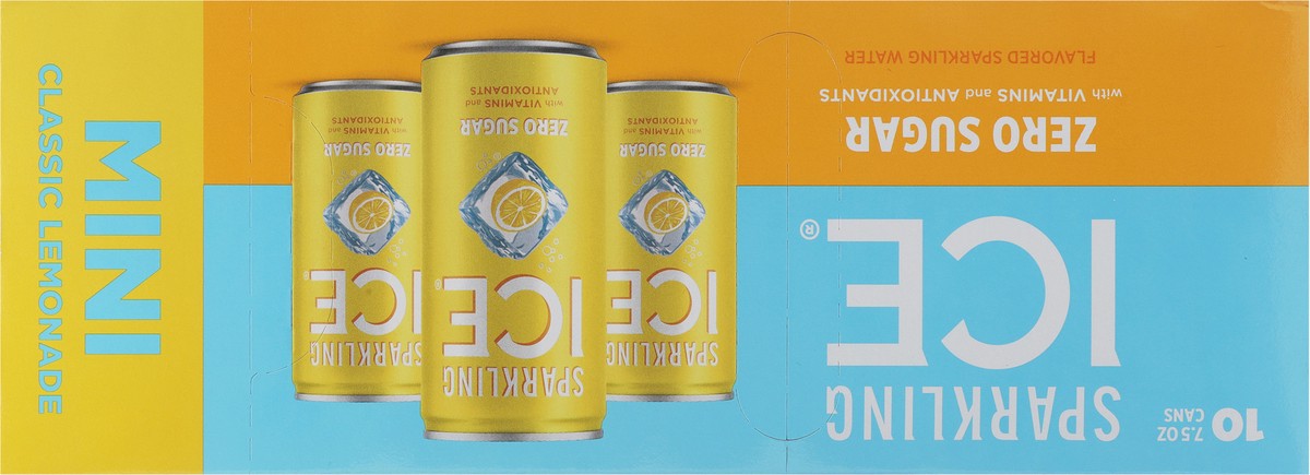 slide 12 of 15, Sparkling ICE Zero Sugar Classic Lemonade Mini Sparkling Water 10 - 7.5 fl oz Cans, 10 ct