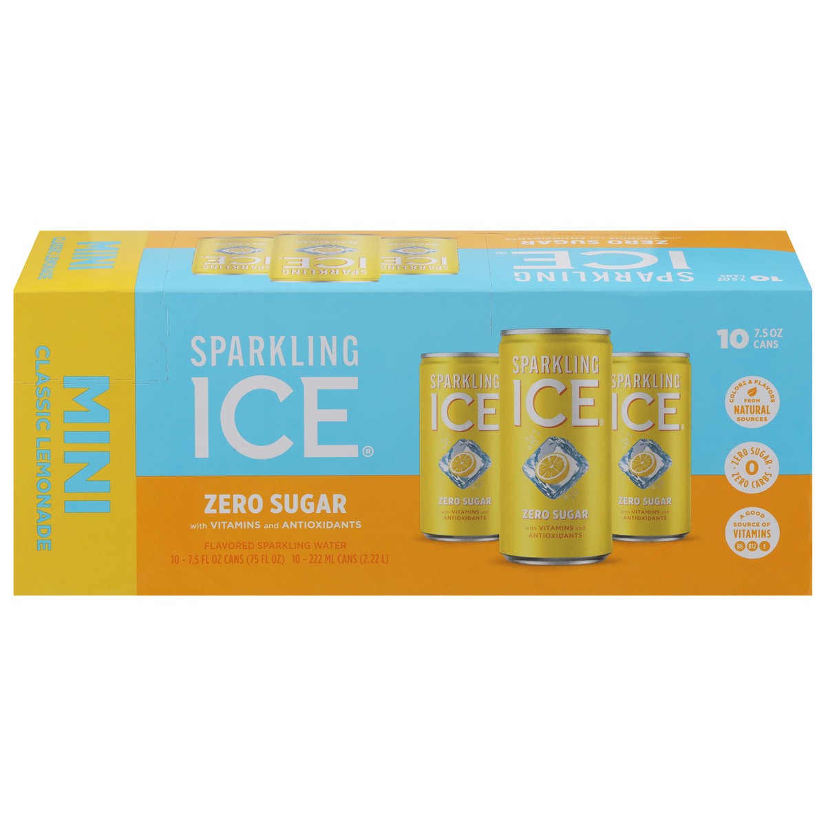 slide 1 of 15, Sparkling ICE Zero Sugar Classic Lemonade Mini Sparkling Water 10 - 7.5 fl oz Cans, 10 ct