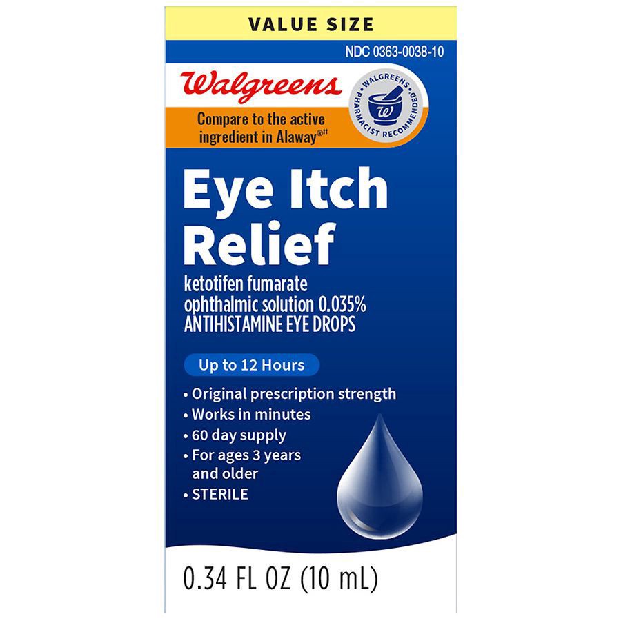 slide 1 of 4, Walgreens 12 Hour Allergy Eye Itch Relief, 0.34 fl oz