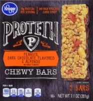 slide 1 of 1, Kroger Protein Chewy Peanuts Dark Chocolate & Almonds Bars, 5 ct; 1.4 oz