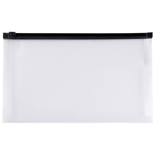 slide 1 of 1, Office Depot Brand Mini Zip Envelope, Check Size, 10-1/4'' X 5-1/4'', Clear/Black, 1 ct