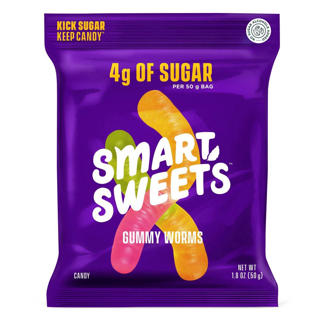 slide 1 of 1, SmartSweets Gummy Worms Candy 1.8 oz, 1.8 oz