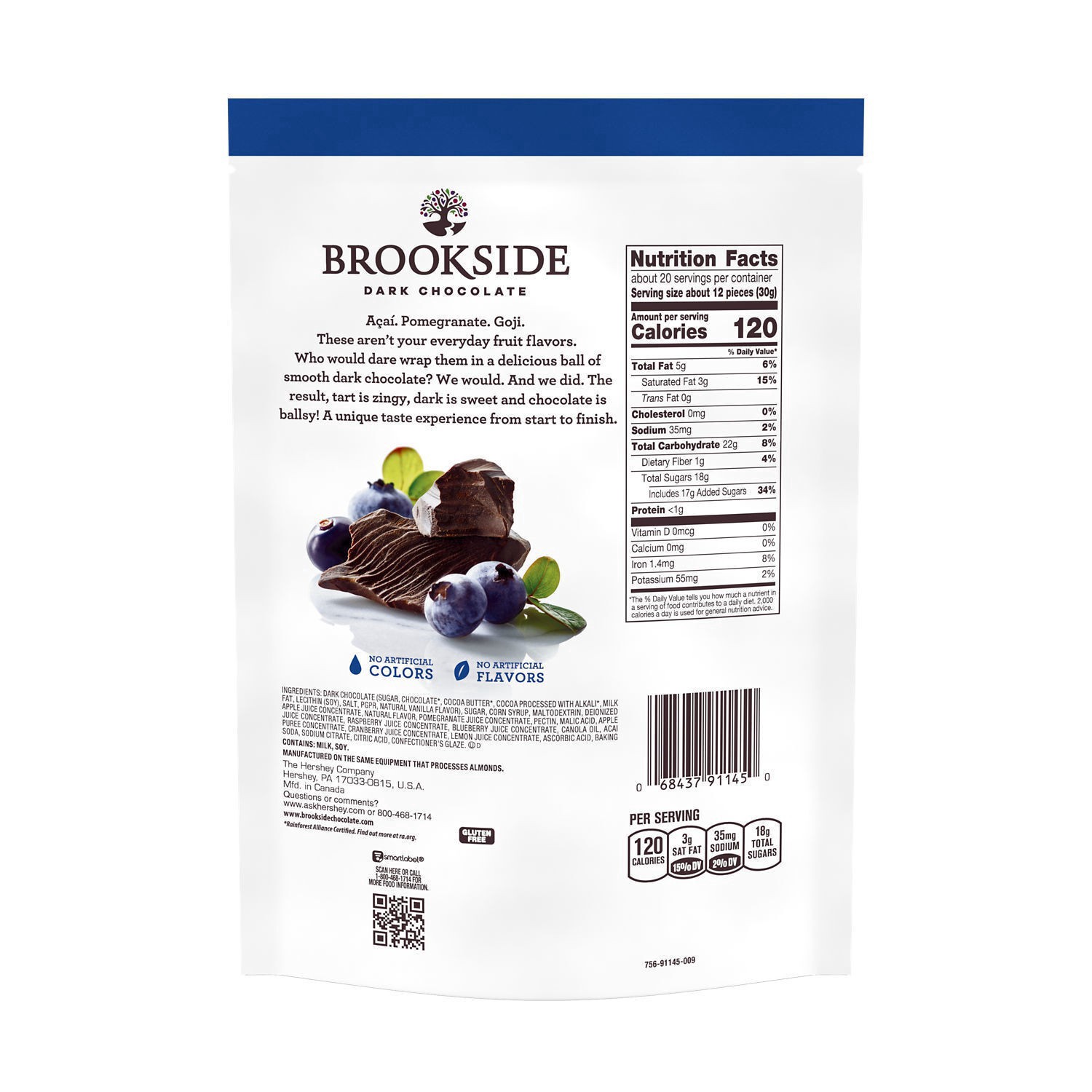 slide 3 of 10, Brookside Acai and Blueberry Dark Chocolate, 21 oz