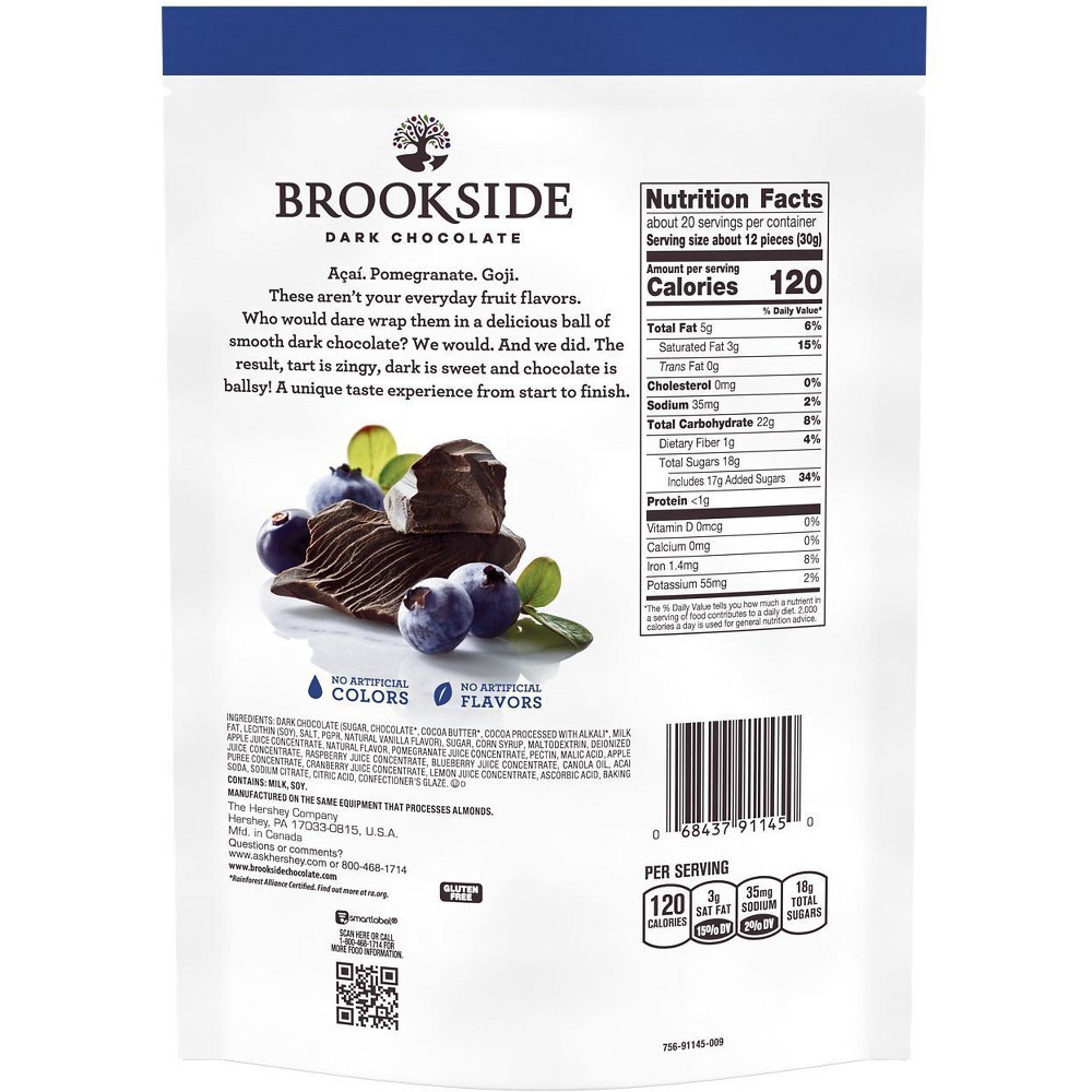 slide 10 of 10, Brookside Acai and Blueberry Dark Chocolate, 21 oz