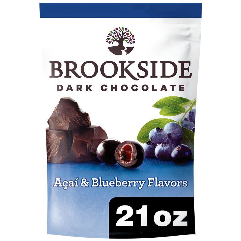 slide 1 of 10, BROOKSIDE Dark Chocolate, Acai and Blueberry Flavored Snacking Chocolate Bag, 21 oz, 21 oz