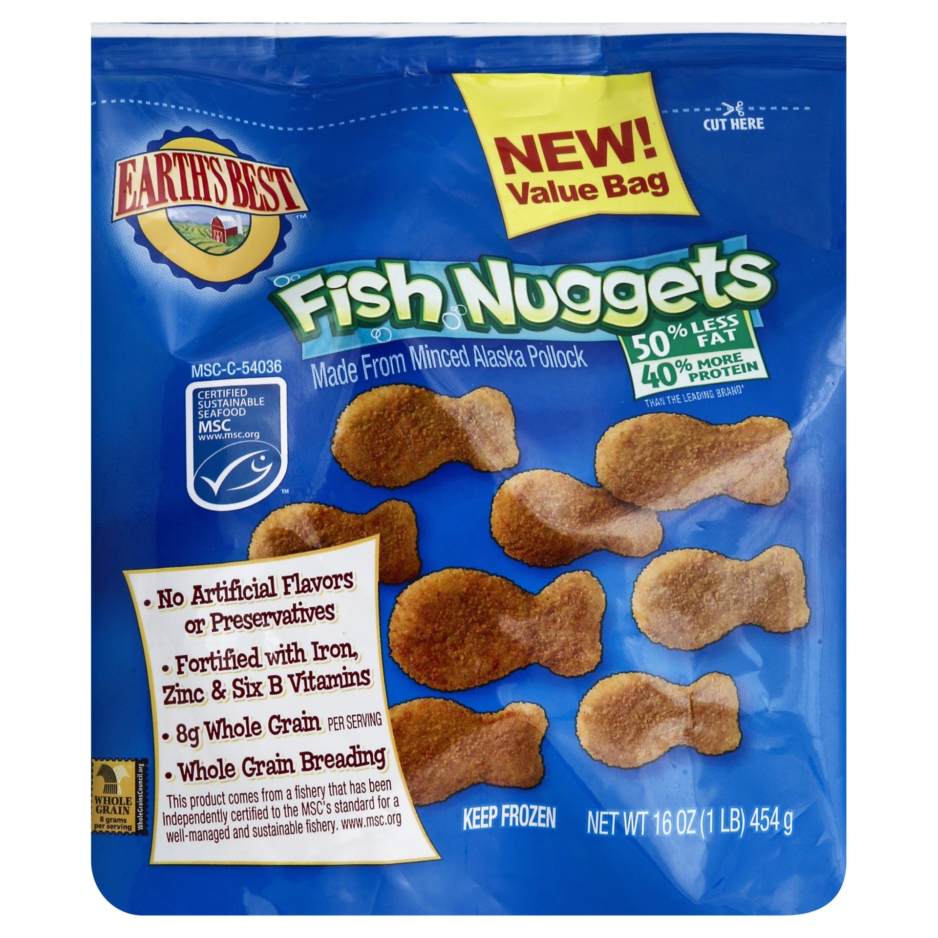 slide 1 of 1, Earth's Best Fish Nuggets, 16 oz