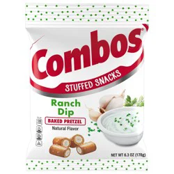 COMBOS Ranch Dip Baked Pretzel Snacks - 6.3 oz Bag