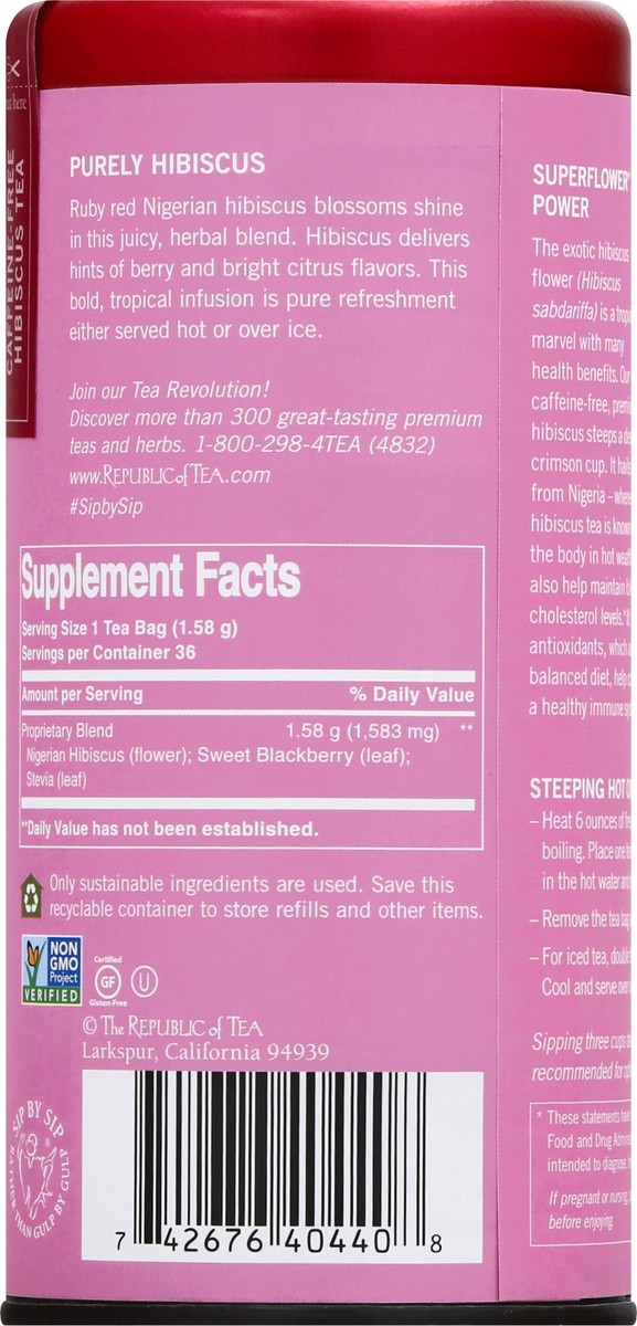 slide 4 of 11, The Republic of Tea Hibiscus Superflower Tea Bags - 36 ct, 36 ct