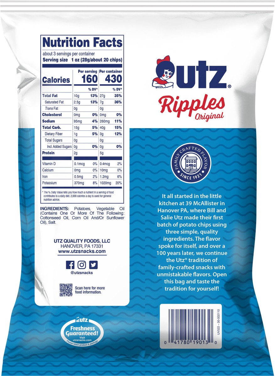 slide 3 of 7, Utz Ripples Original Potato Chips 2.75 oz,