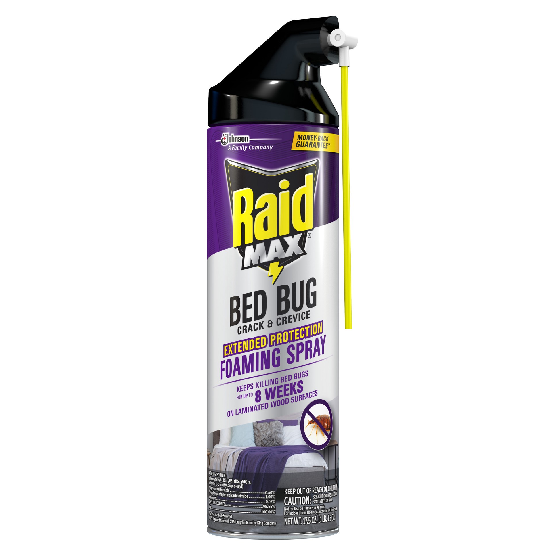 slide 1 of 7, Raid Foaming Crack Crevice Bed Bug Killer, 17.5 oz