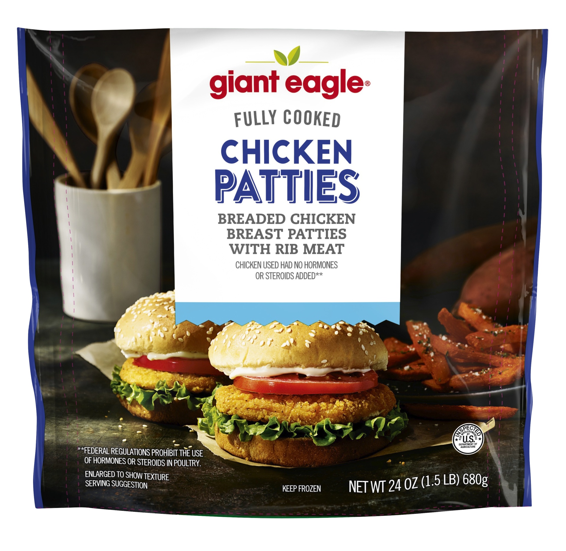 slide 1 of 1, Giant Eagle Chicken Patties, Fully Cooked, 24 oz