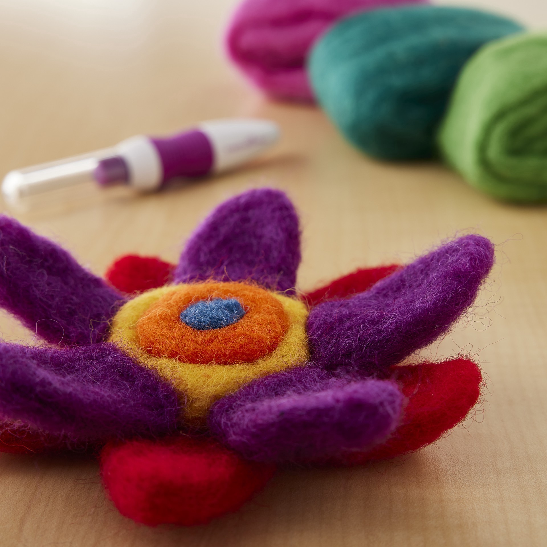 slide 3 of 5, Dimensions Needle Felting Wool Rovings, Rainbow, 2.8 oz