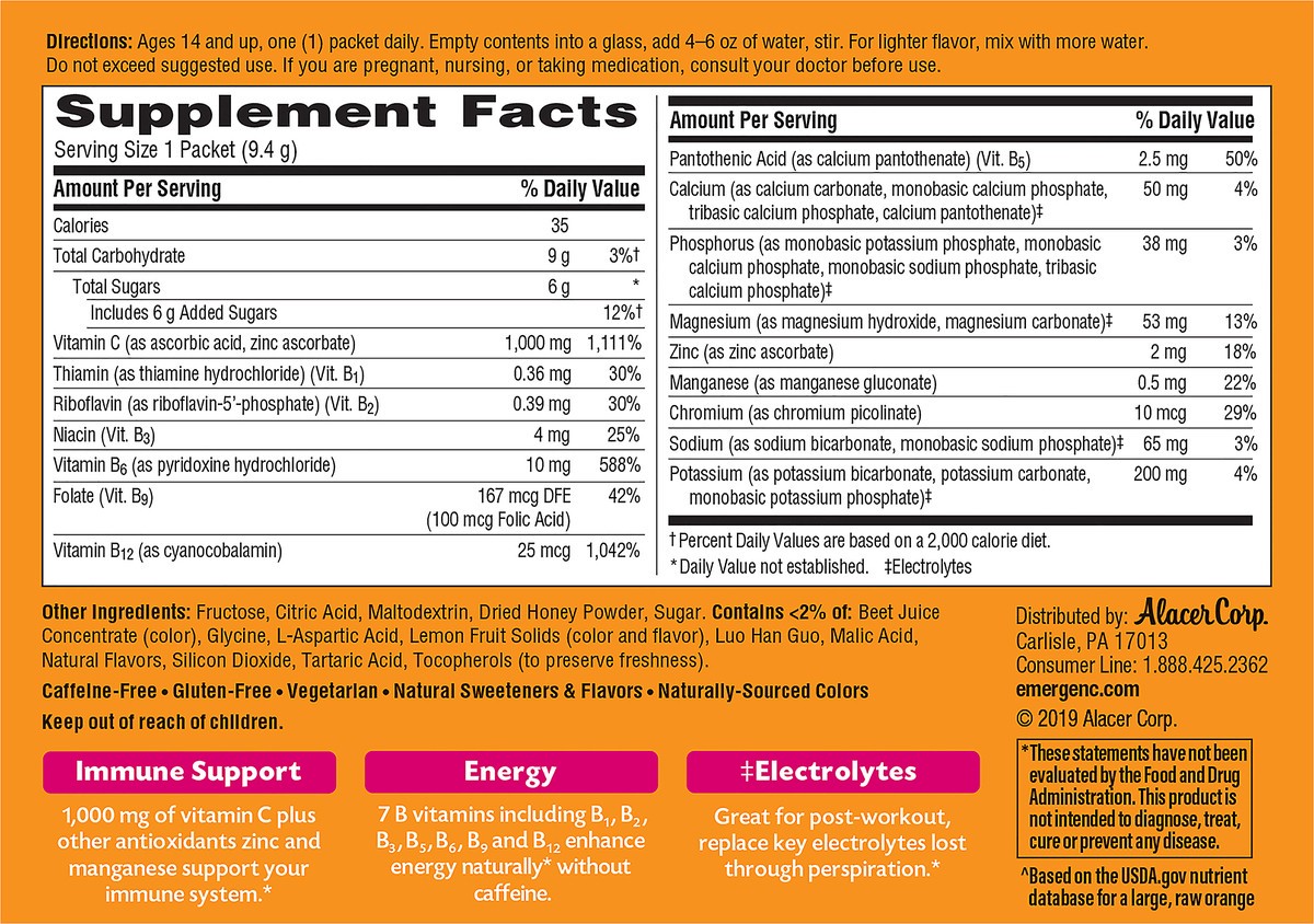 slide 3 of 11, Emergen-C Fizzy Drink Mix 1,000 mg Pink Lemonade Vitamin C 30 ea, 30 ct