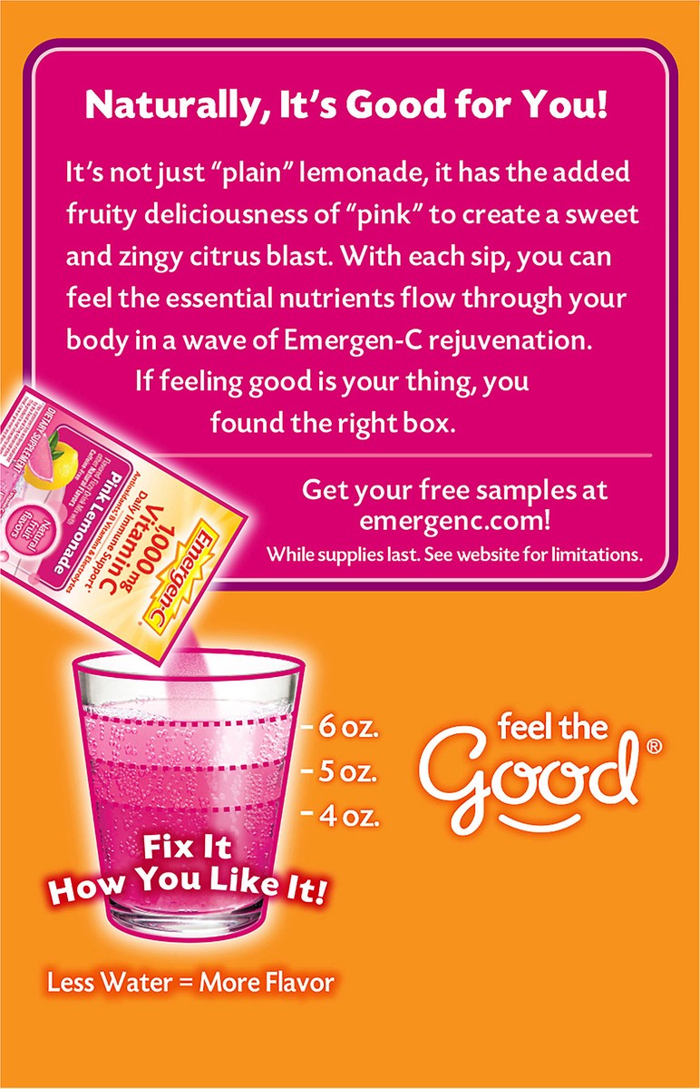 slide 4 of 11, Emergen-C Fizzy Drink Mix 1,000 mg Pink Lemonade Vitamin C 30 ea, 30 ct