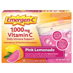 Emergen-C Vitamin C 1000mg Powder with Antioxidants Fizzy Drink Mix, Pink Lemonade Flavor, 30 Ct