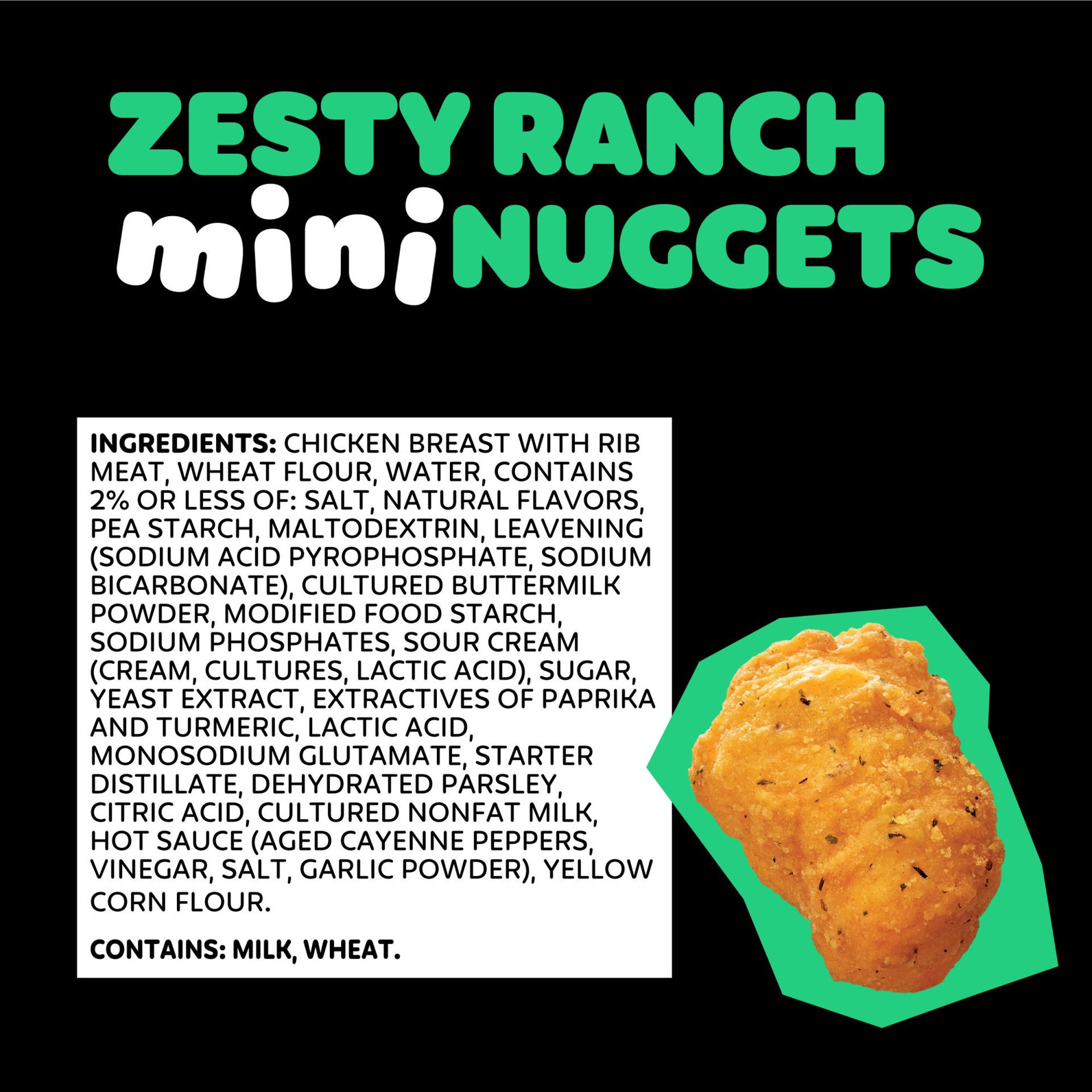 slide 3 of 5, Pilgrim's Fully Cooked Zesty Ranch Popcorn Chicken Shaped Breaded Chicken Breast Patties With Rib Meat, 1.50 lb