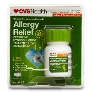 slide 1 of 1, CVS Health Indoor/Outdoor Allergy Relief Cetirizine Hydrochloride Tablets, 30 ct; 10 mg