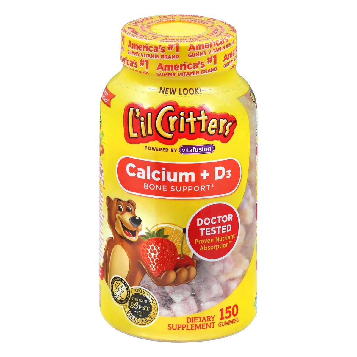 slide 1 of 1, L'il Critters Calcium Vitamin D3 Sun Swirled Flavors, 150 ct