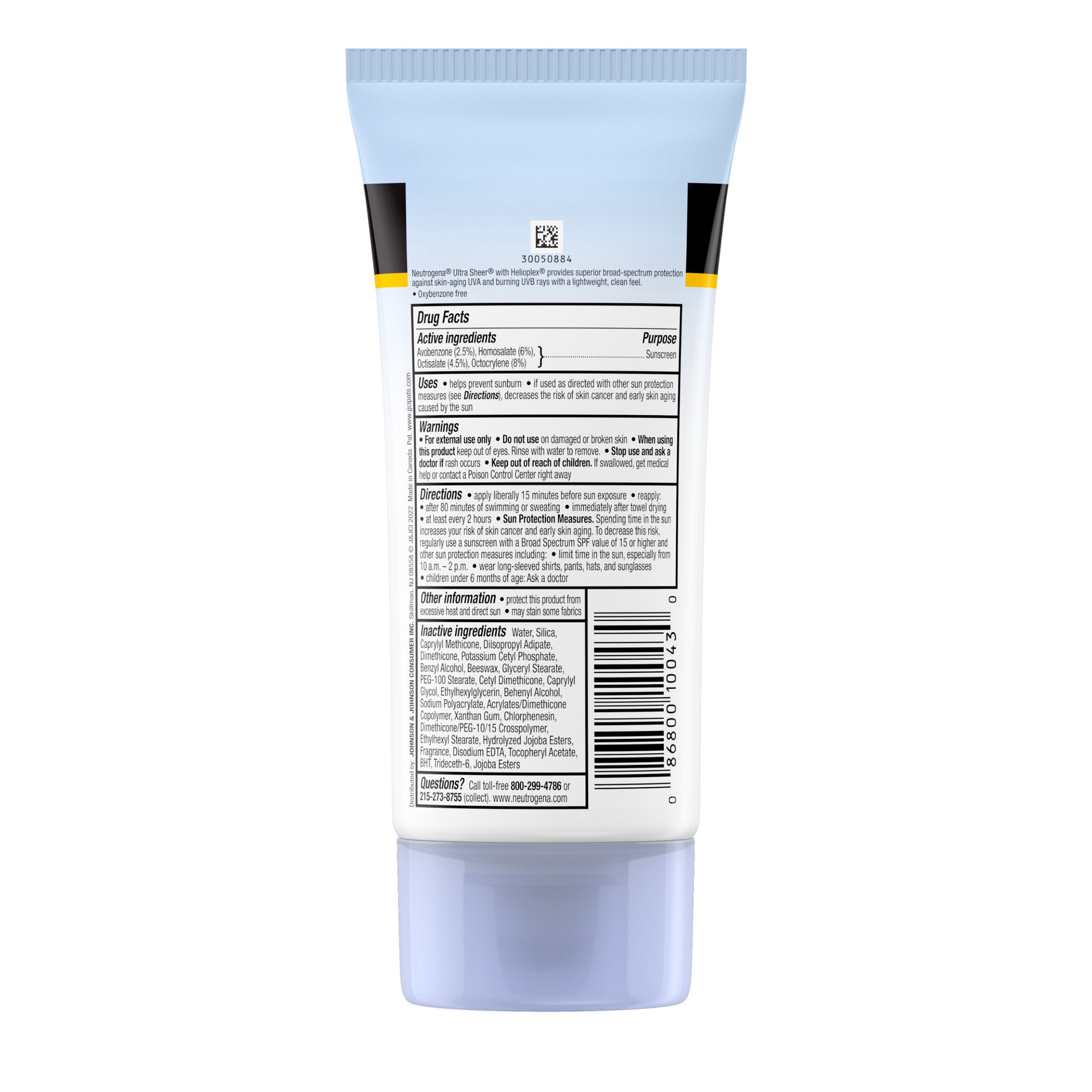 slide 8 of 9, Neutrogena Ultra Sheer Dry-Touch Sunscreen Lotion, Broad Spectrum SPF 30 UVA/UVB Protection, Oxybenzone-Free Water Resistant, Non-Comedogenic & Non-Greasy, 5 fl. oz, 5 fl oz