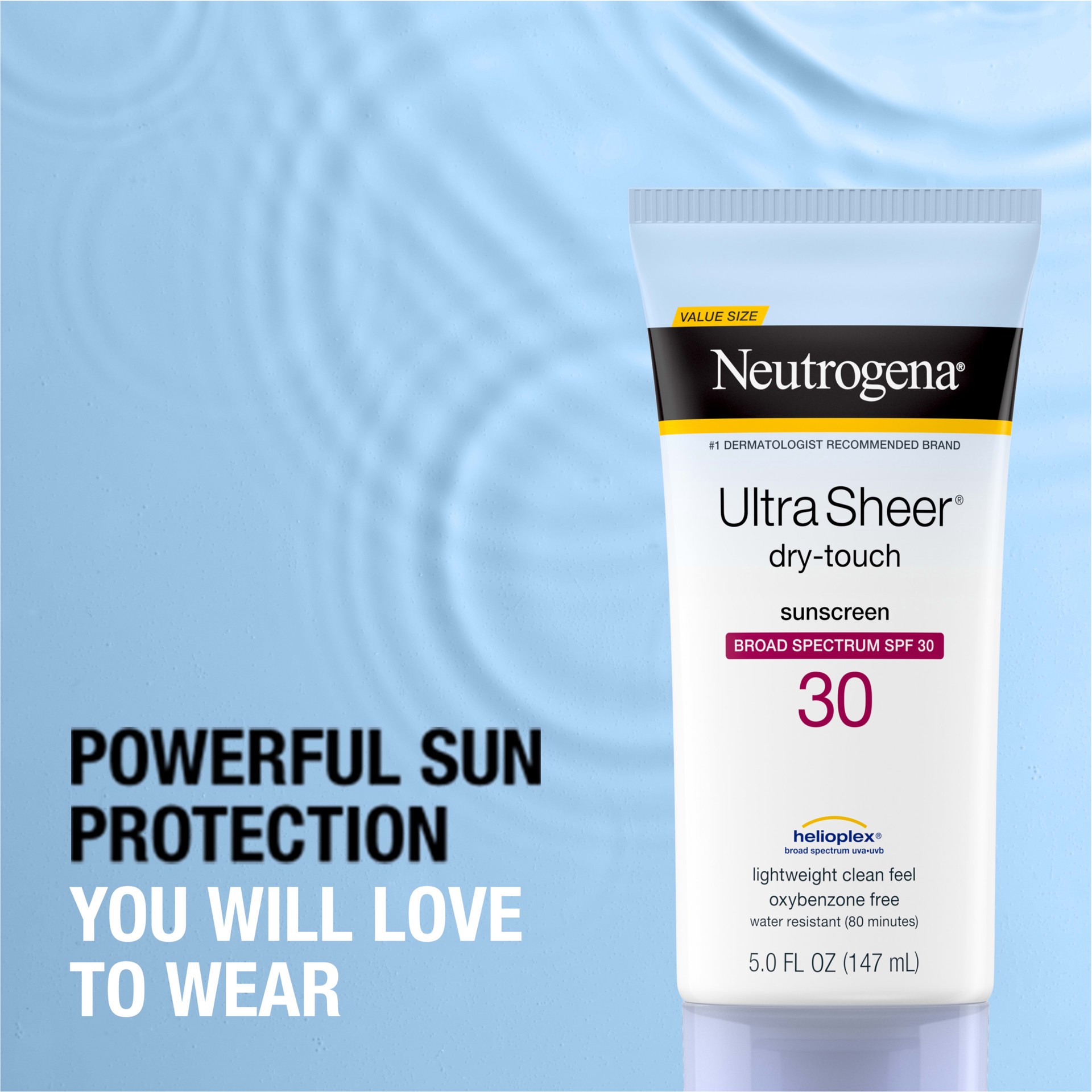 slide 6 of 9, Neutrogena Ultra Sheer Dry-Touch Sunscreen Lotion, Broad Spectrum SPF 30 UVA/UVB Protection, Oxybenzone-Free Water Resistant, Non-Comedogenic & Non-Greasy, 5 fl. oz, 5 fl oz