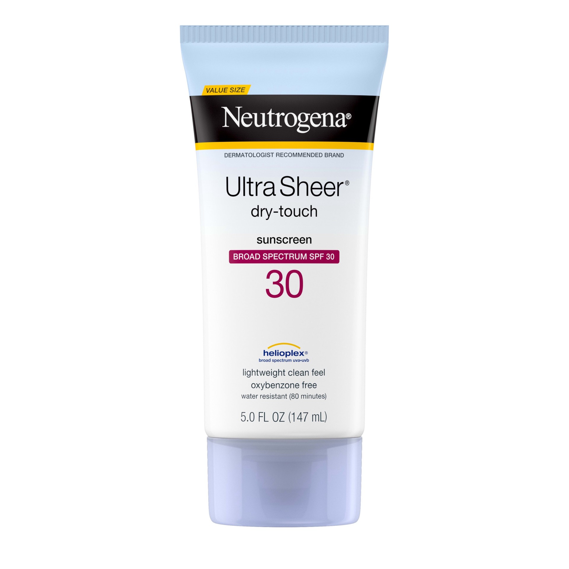 slide 1 of 9, Neutrogena Ultra Sheer Dry-Touch Sunscreen Lotion, Broad Spectrum SPF 30 UVA/UVB Protection, Oxybenzone-Free Water Resistant, Non-Comedogenic & Non-Greasy, 5 fl. oz, 5 fl oz