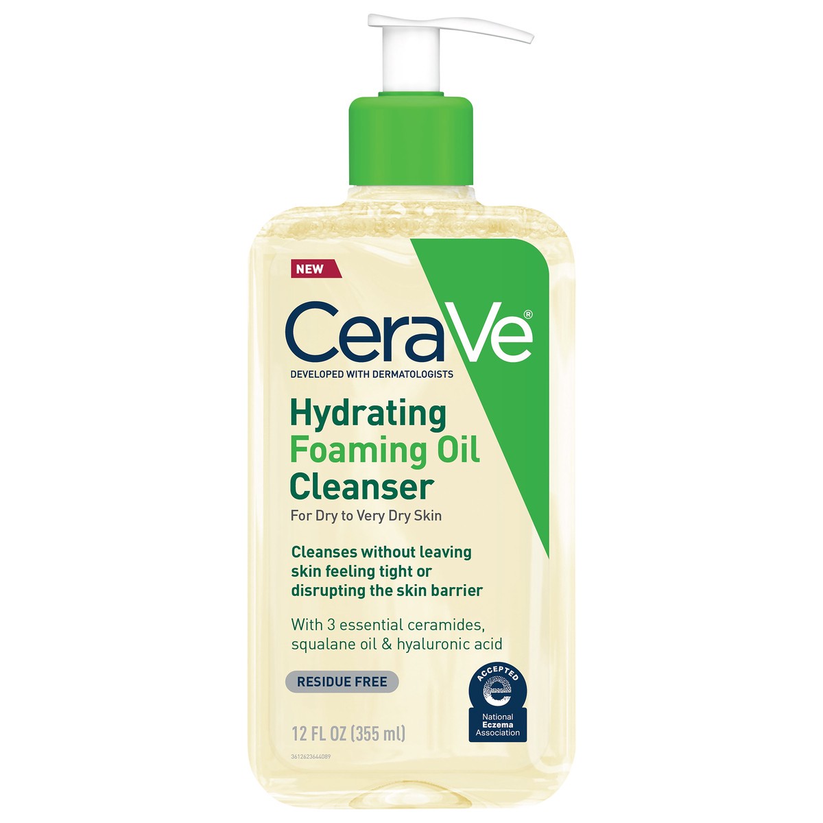 slide 7 of 7, CeraVe Hydrating Foaming Cleansing Oil Face Wash with Squalane Oil, Triglyceride and Hyaluronic Acid For Dry to Very Dry Skin - 12 fl oz, 12 fl oz