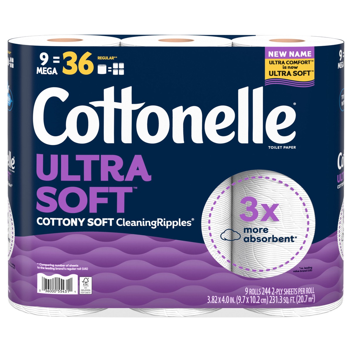 slide 1 of 11, Cottonelle Ultra Comfort Toilet Paper, Strong Toilet Tissue, 9 Mega Rolls (9 Mega Rolls = 36 Regular Rolls), 244 Sheets Per Roll, 9 ct