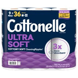 Cottonelle Ultra Comfort Toilet Paper, Strong Toilet Tissue, 9 Mega Rolls (9 Mega Rolls = 36 Regular Rolls), 244 Sheets Per Roll