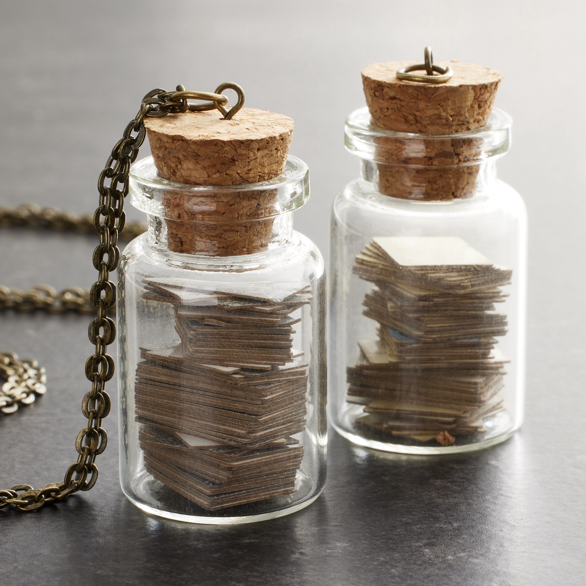 slide 2 of 3, Found Objects Clear Glass Bottles By Bead Landing, 20mm x 35mm