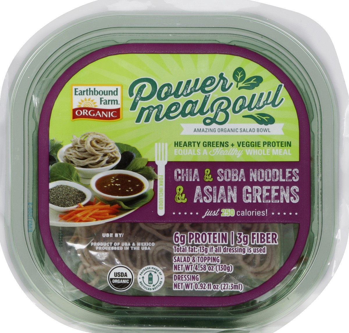 slide 4 of 4, Earthbound Farm Power Meal Organic Asian Noodle Bowl with Sesame Soy Tahini Dressing, 5.58 oz