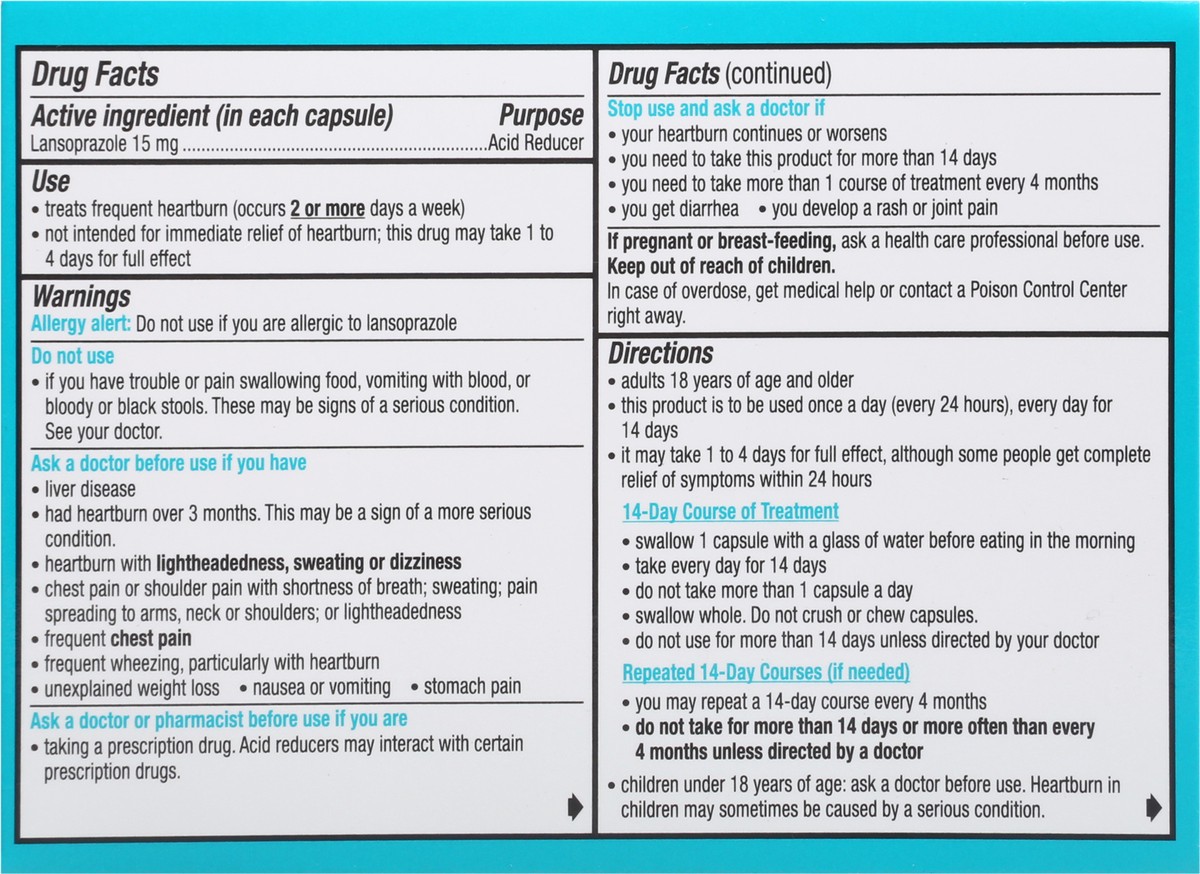 slide 6 of 13, Prevacid 24 HR Lansoprazole Delayed-Release, 15mg, 14 Capsules, 14 ct