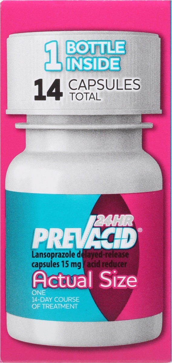 slide 10 of 13, Prevacid 24 HR Lansoprazole Delayed-Release, 15mg, 14 Capsules, 14 ct