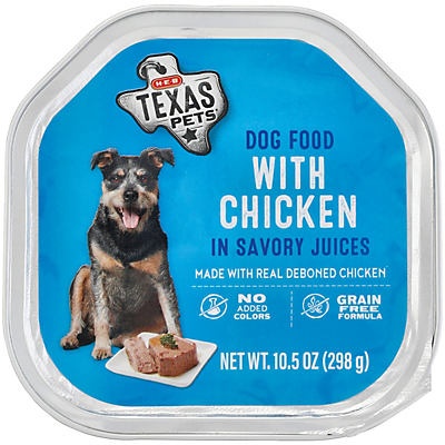 slide 1 of 1, H-E-B Chicken in Savory Juices Wet Dog Food, 10.5 oz