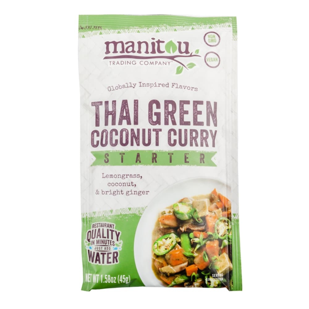 slide 1 of 1, Manitou Trading Company Vegan Thai Green Coconut Curry Starter, 1.58 oz