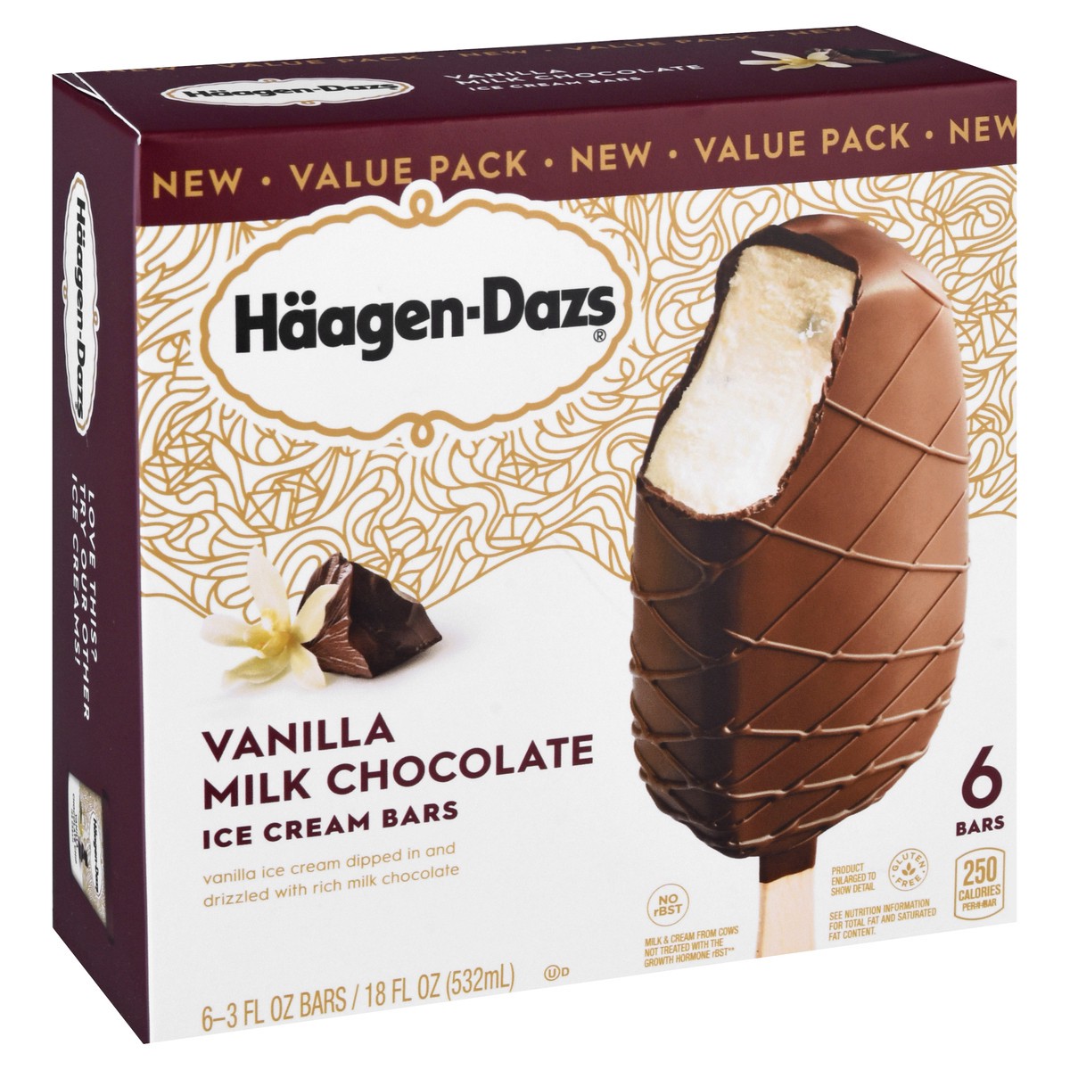 slide 5 of 9, Häagen-Dazs Vanilla Milk Chocolate Ice Cream Snack Bars, 6 Count, 6 ct