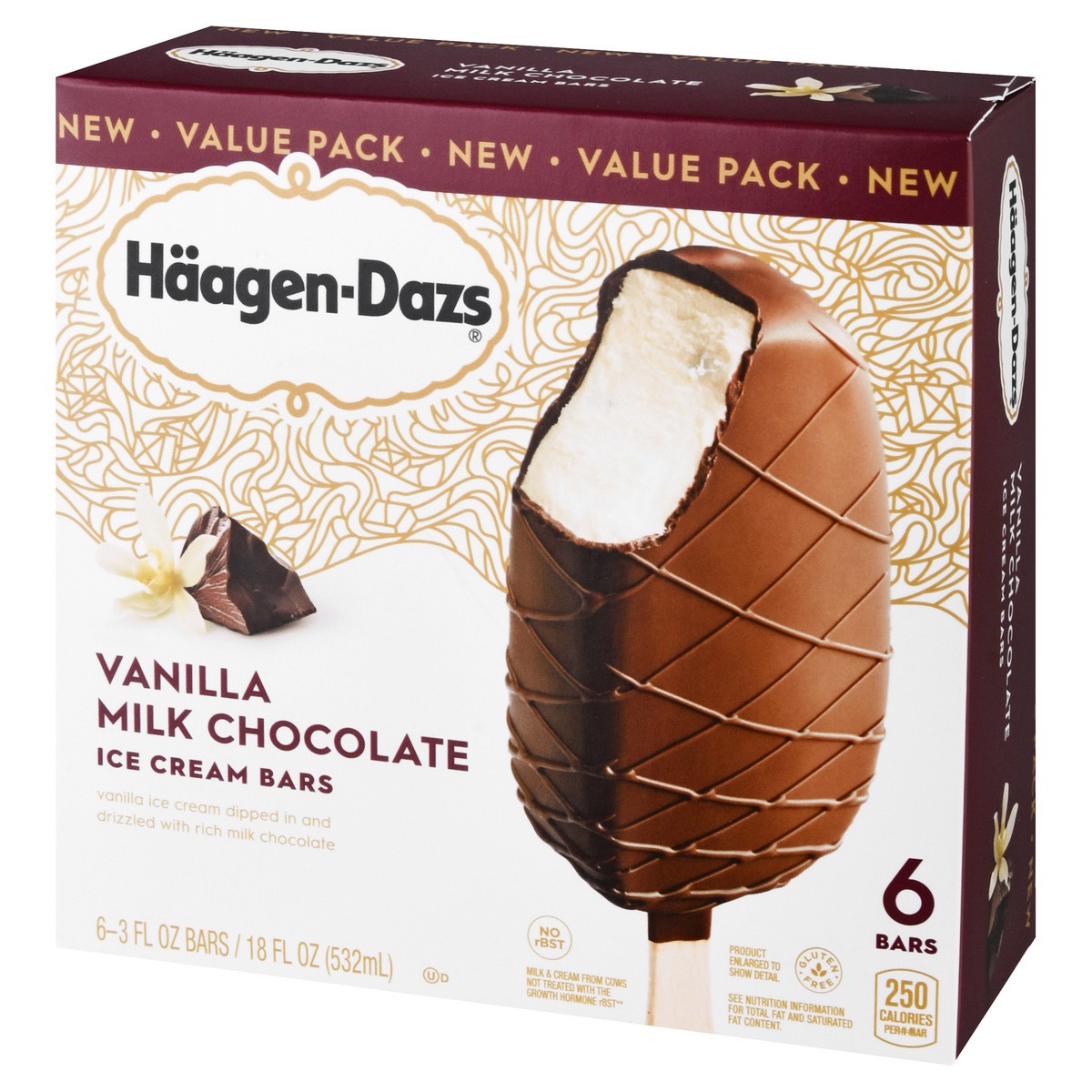 slide 2 of 9, Häagen-Dazs Vanilla Milk Chocolate Ice Cream Snack Bars, 6 Count, 6 ct