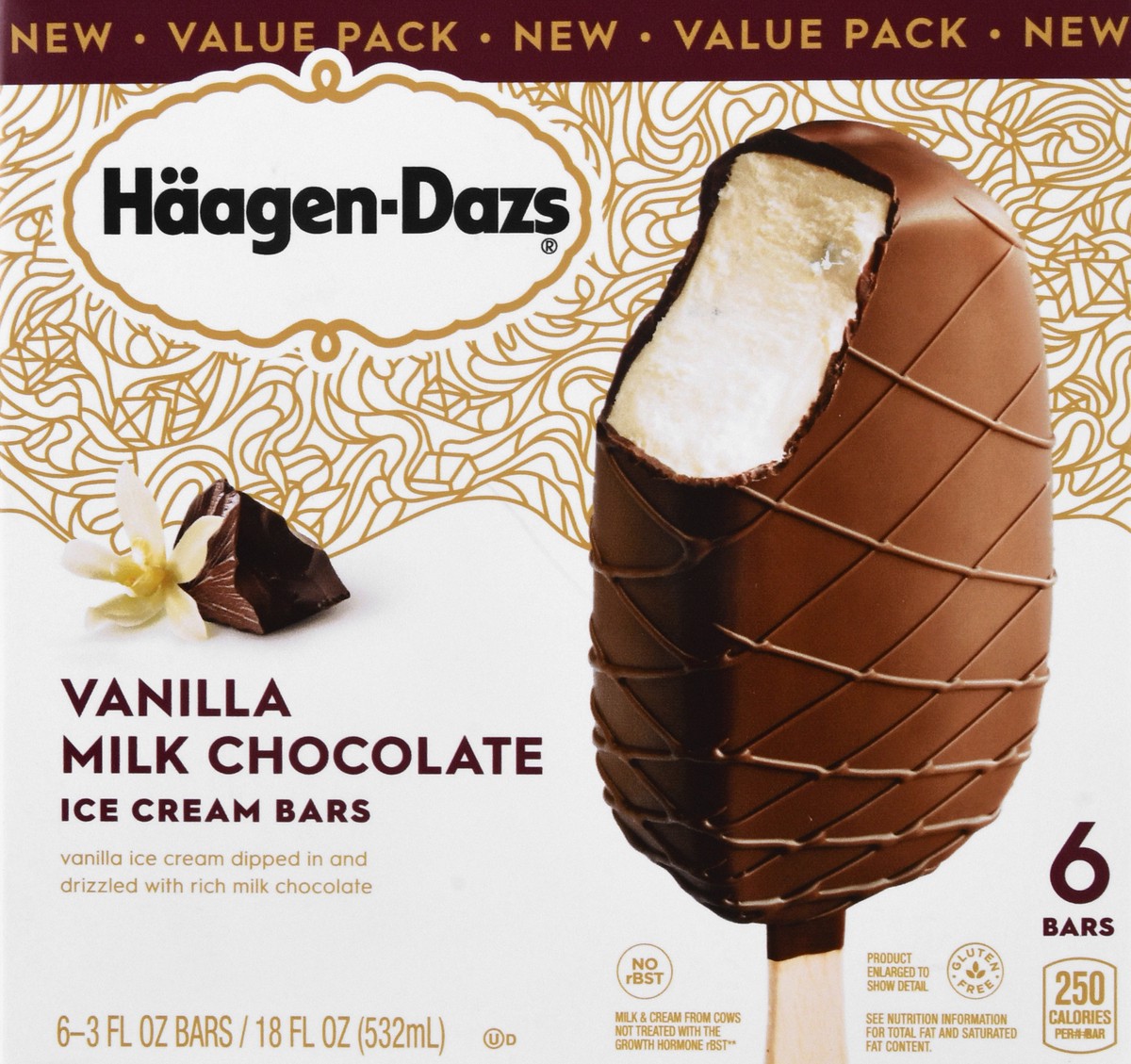 slide 9 of 9, Häagen-Dazs Vanilla Milk Chocolate Ice Cream Snack Bars, 6 Count, 6 ct