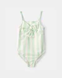 Carter's Toddler Girl 1-Piece Striped Swimsuit - Green/Ivory Multi 2T