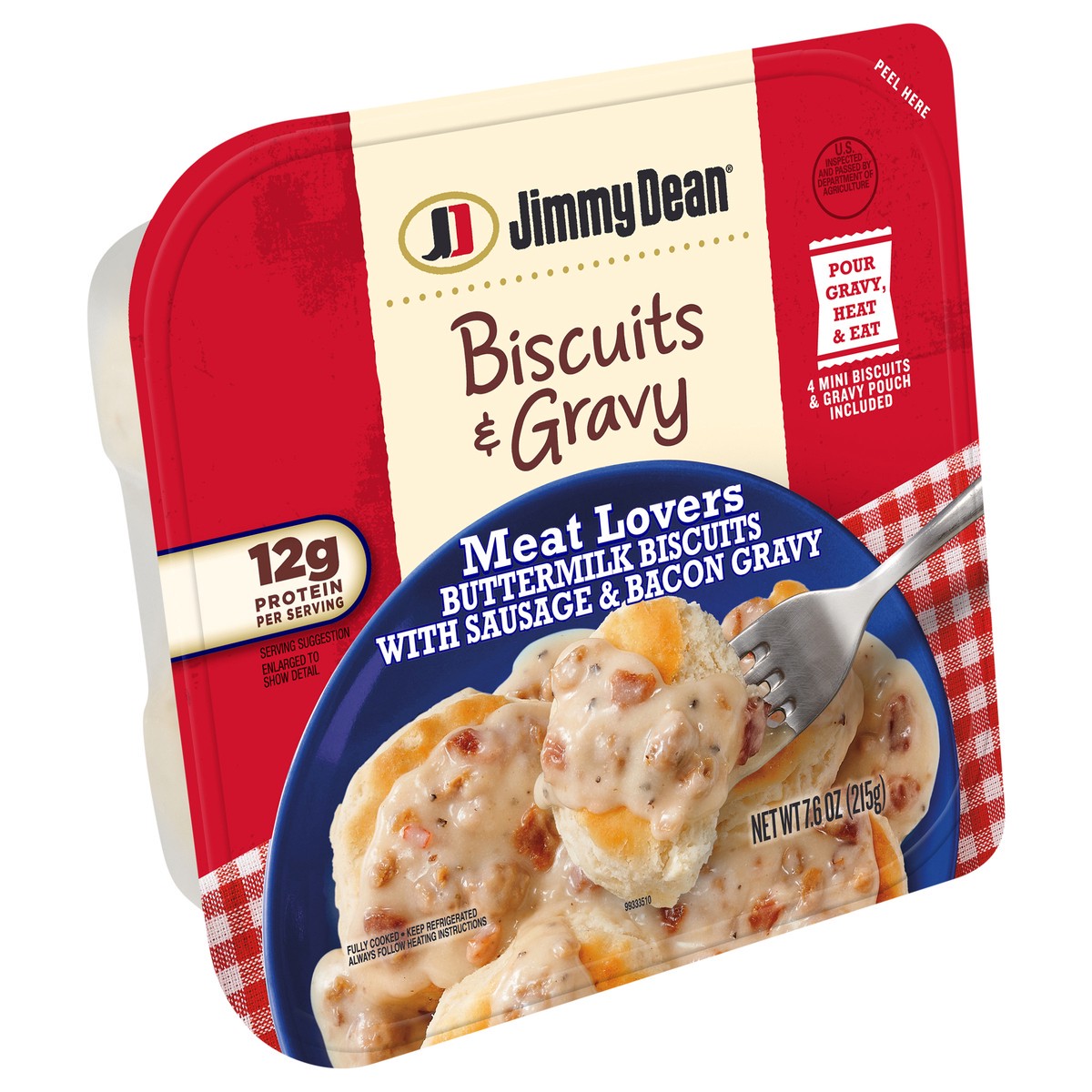 slide 8 of 9, Jimmy Dean Biscuits & Gravy - Meat Lovers, 7.6 oz Box, 7.6 oz