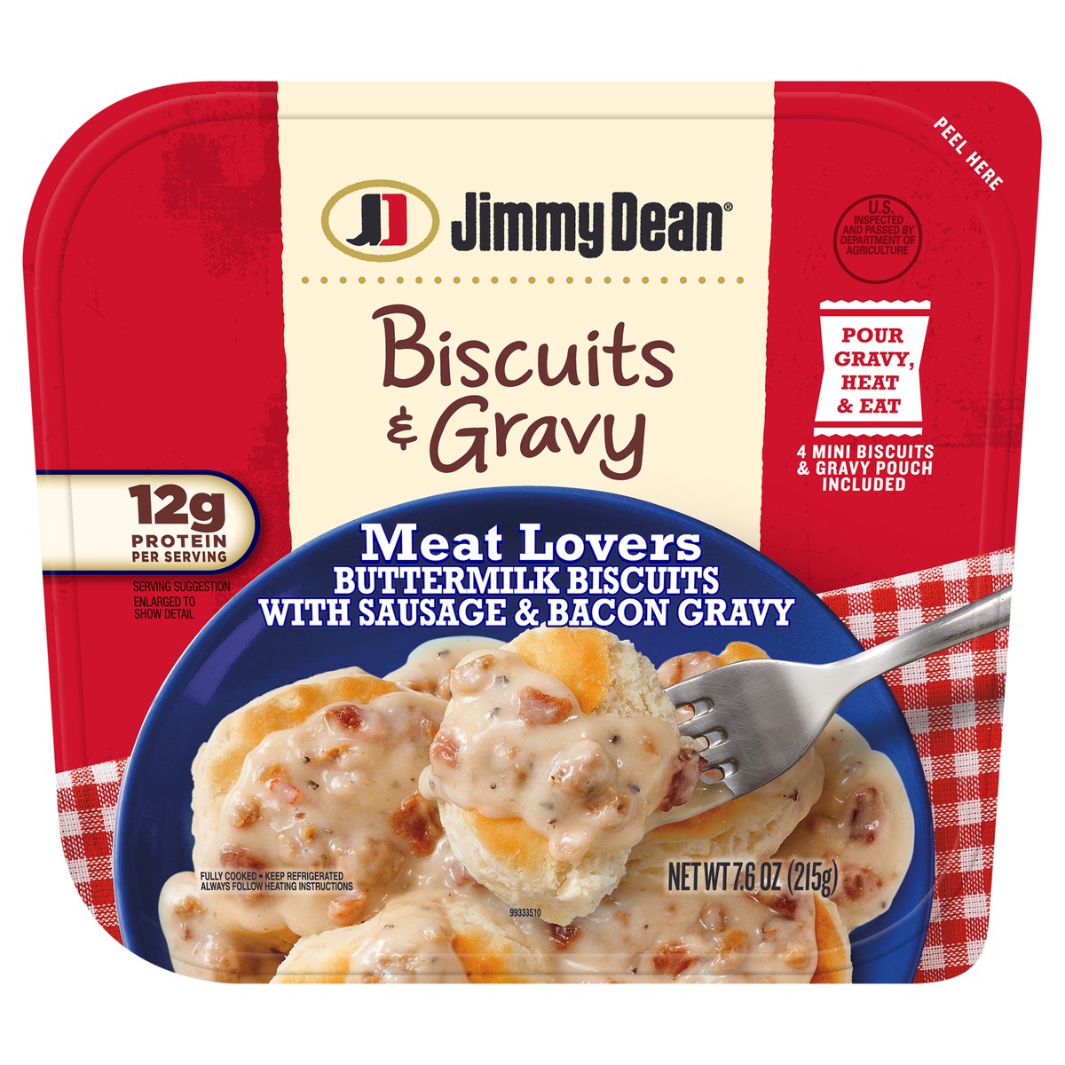 slide 1 of 9, Jimmy Dean Biscuits & Gravy - Meat Lovers, 7.6 oz Box, 7.6 oz