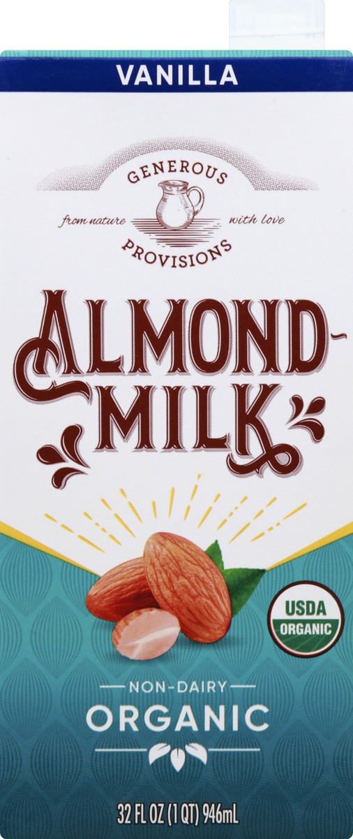 slide 5 of 6, Generous Provisions Organic Vanilla Almond Milk, 32 fl oz