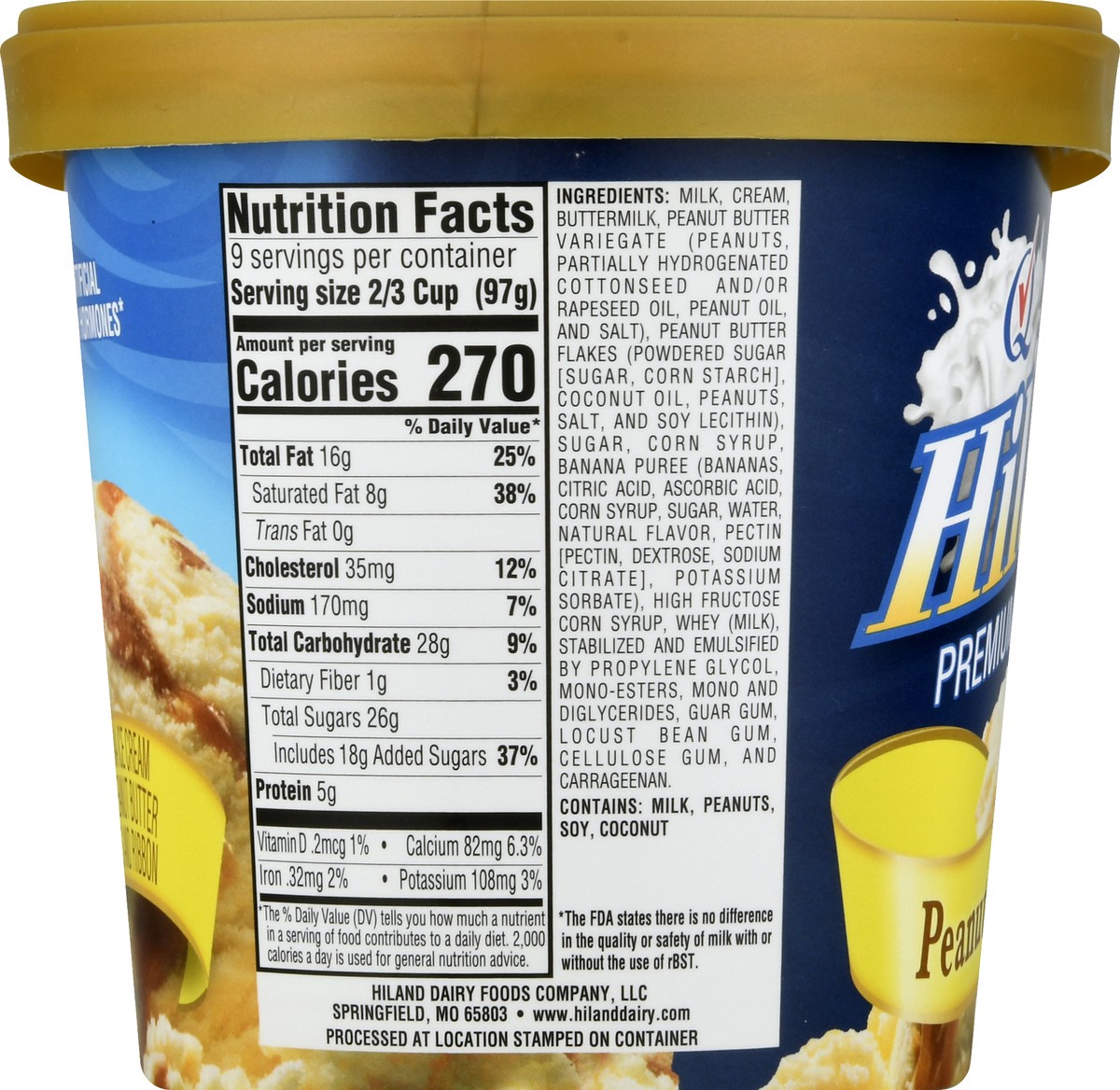 slide 11 of 13, Hiland Dairy Premium Peanut Butter Banana Ice Cream 1.5 qt, 1.5 qt