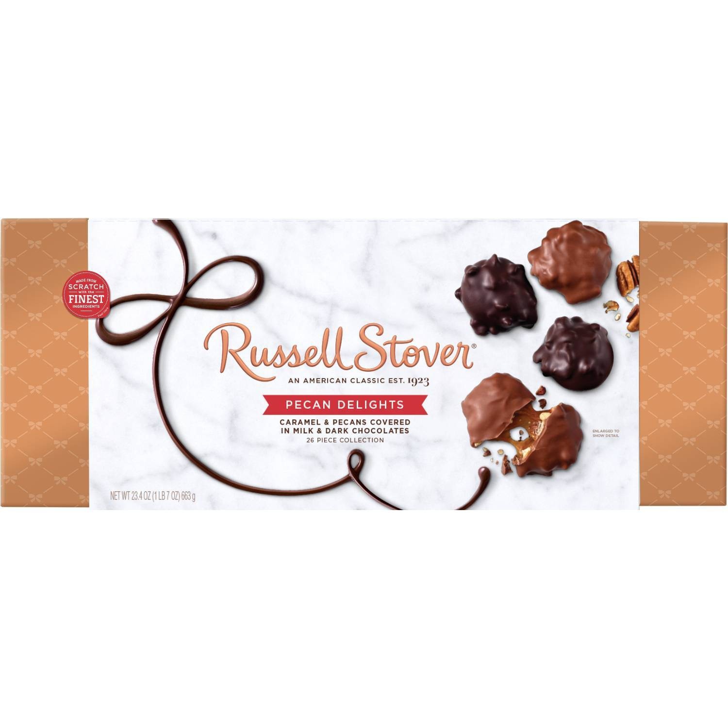 slide 1 of 1, Russell Stover Pecan Delights Boxed Chocolates, 23.4 oz