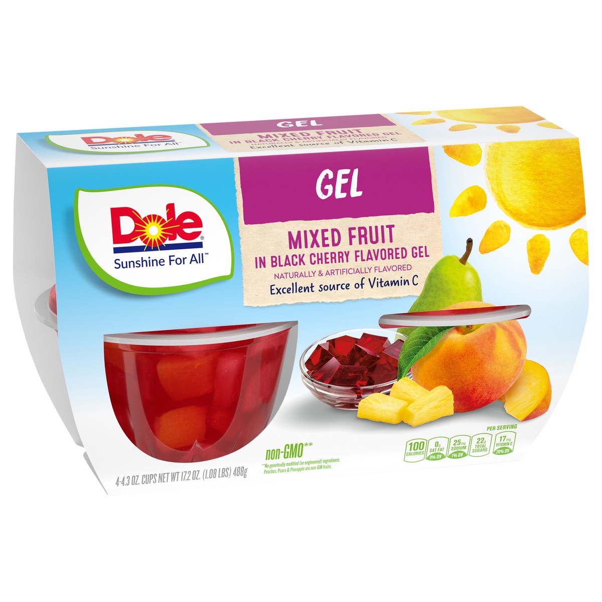 slide 6 of 9, Dole Mixed Fruit In Black Cherry Gel, 4 ct; 4.3 oz