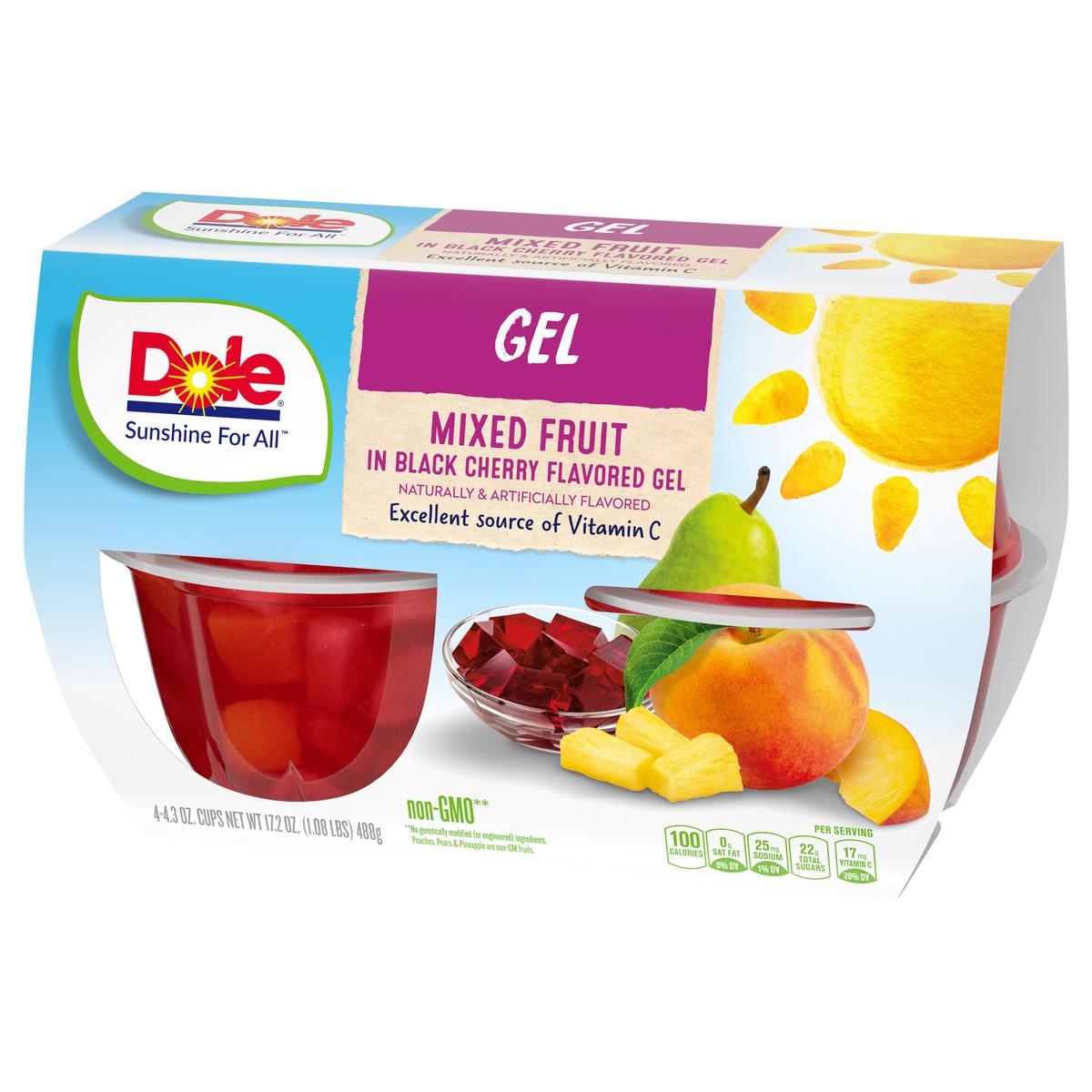 slide 7 of 9, Dole Mixed Fruit In Black Cherry Gel, 4 ct; 4.3 oz