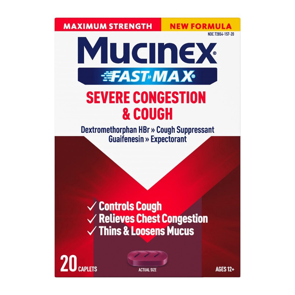 slide 1 of 1, Mucinex Fast Max Maximum Strength Severe Congestion & Cough 20 Caplets, 20 ct
