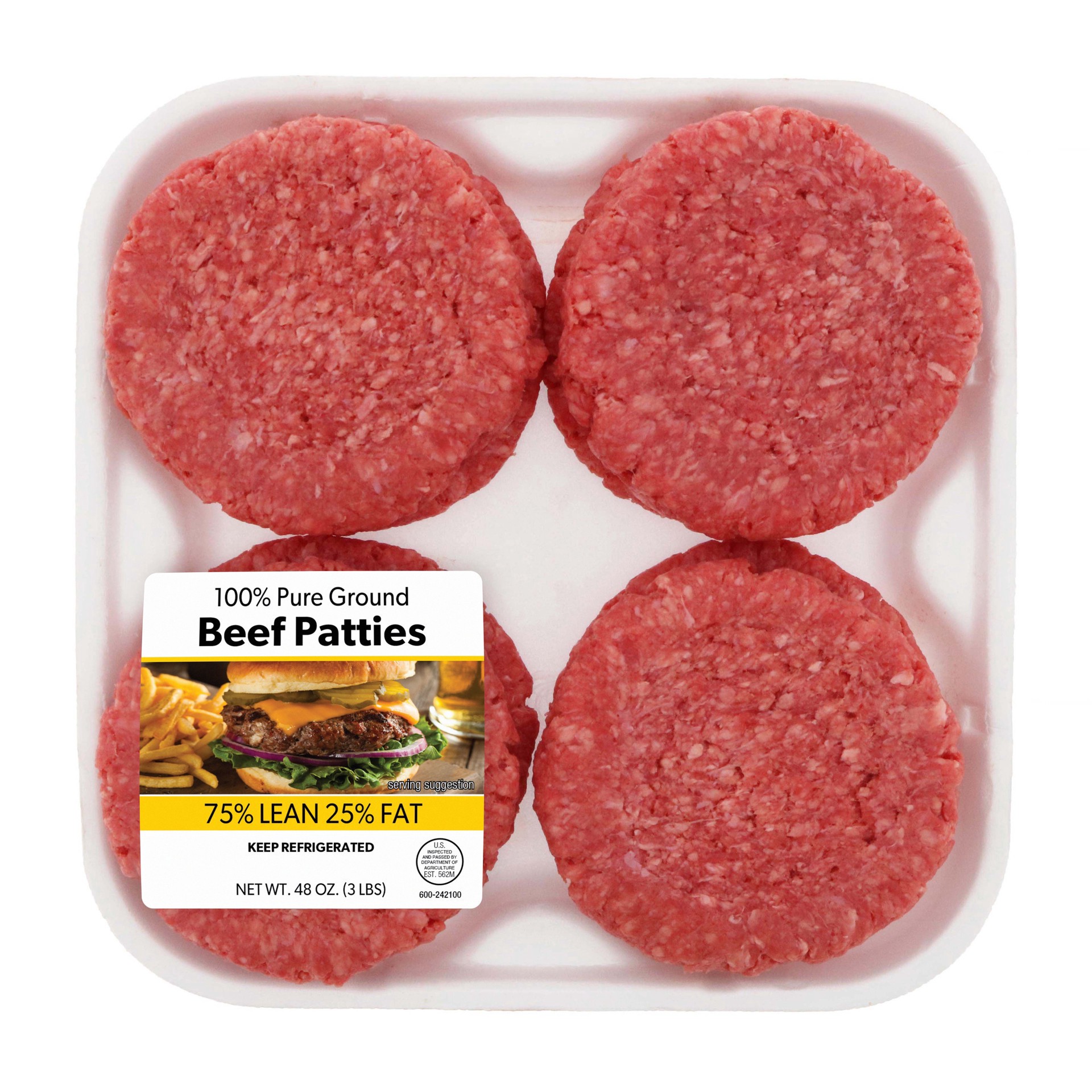 slide 1 of 1, Swift Ground Beef Burger Patties, 75% Lean, 12 ct